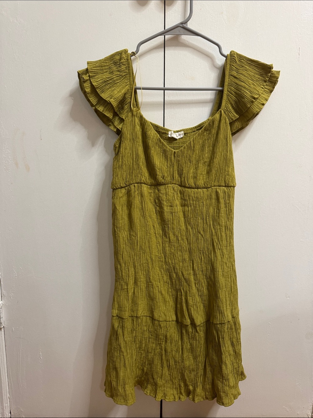 Blu Pepper Olive Ruffle Sleeve Mini Dress